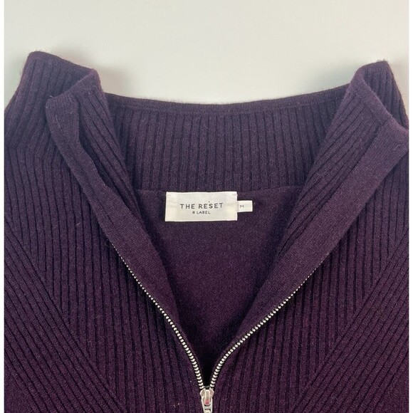 The Reset R Label Wool Cashmere Sweater M Purple Quarter Zip Quiet Luxury Preppy - Picture 3 of 10